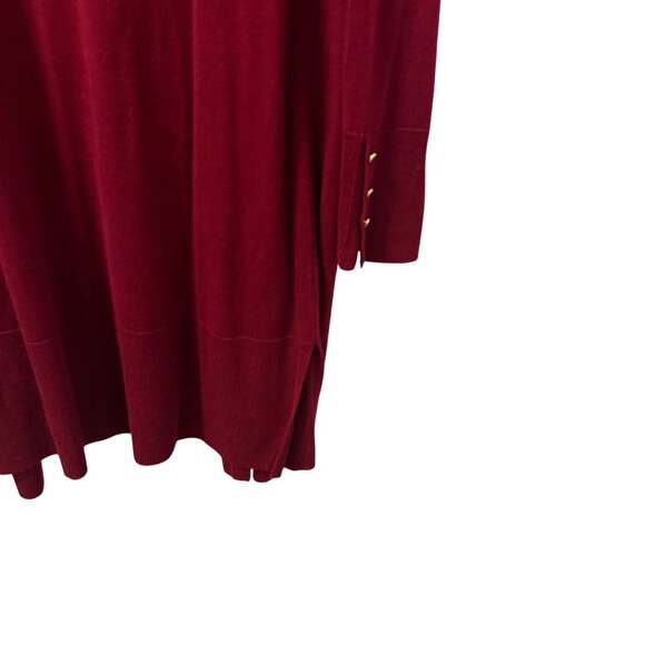 Talbots Long Open Front Burgundy Cardigan Sweater Sz Medium Soft long sweater - Picture 11 of 12